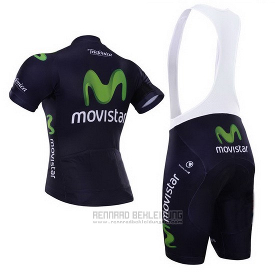 2015 Fahrradbekleidung Movistar Shwarz Trikot Kurzarm und Tragerhose